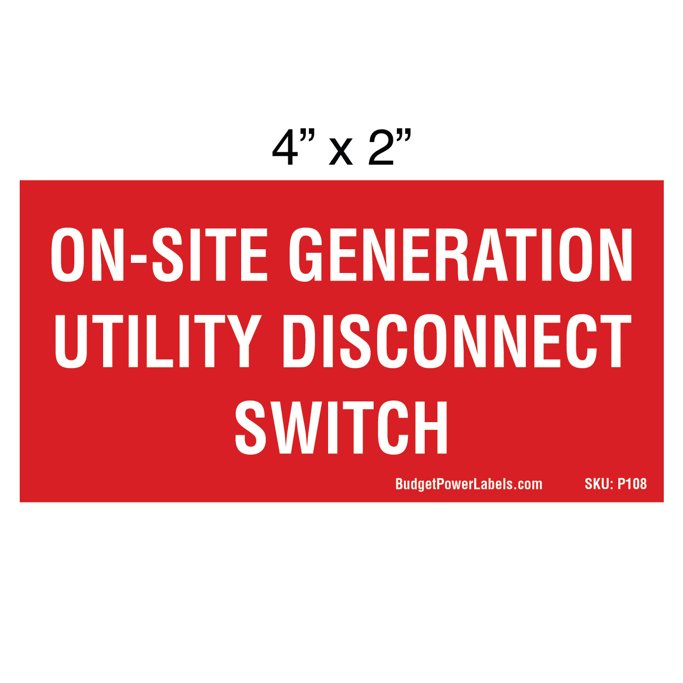 P108 On-Site Generation Utility Disconnect Switch