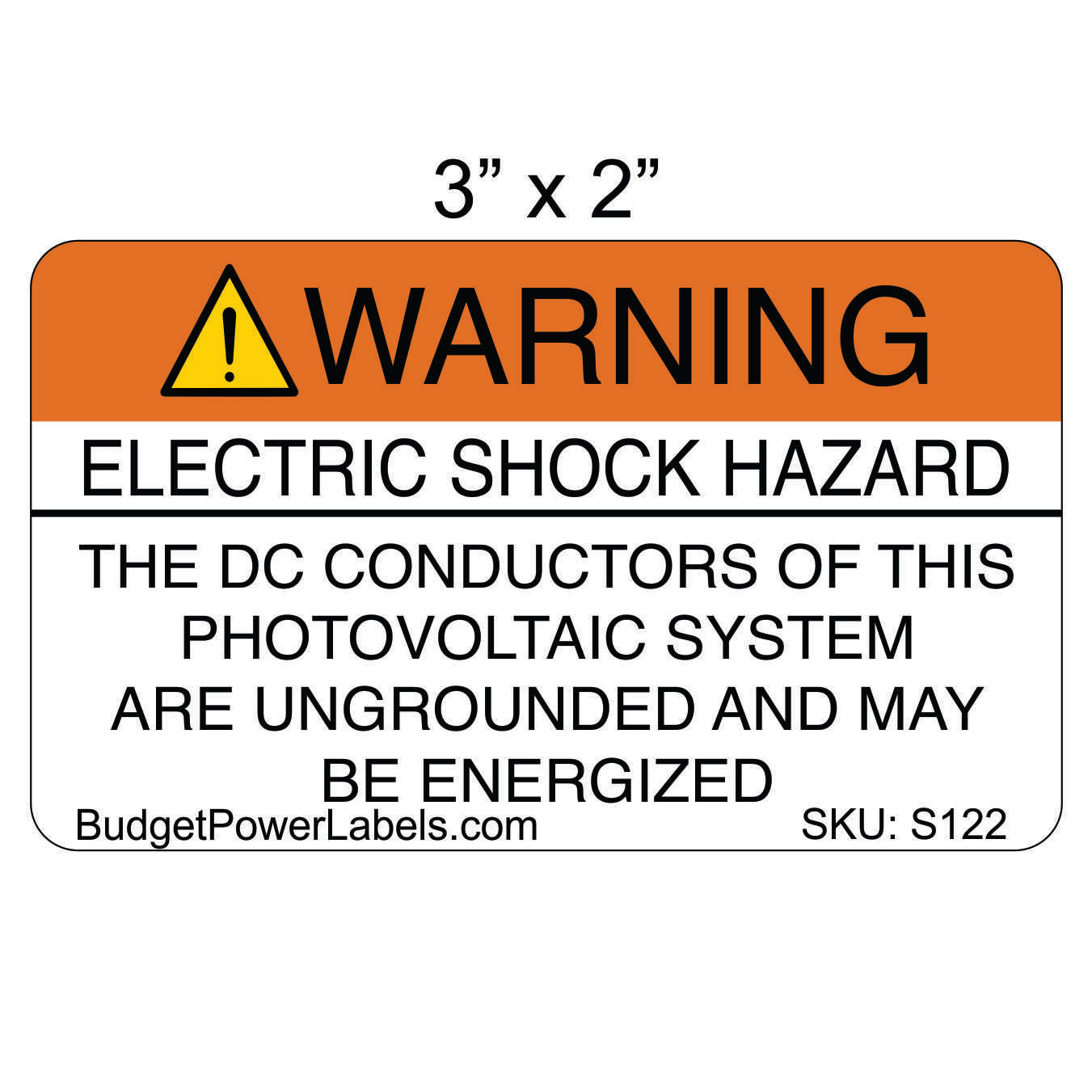 S122 - 3"X2" Warning Electric Shock Hazard Sticker