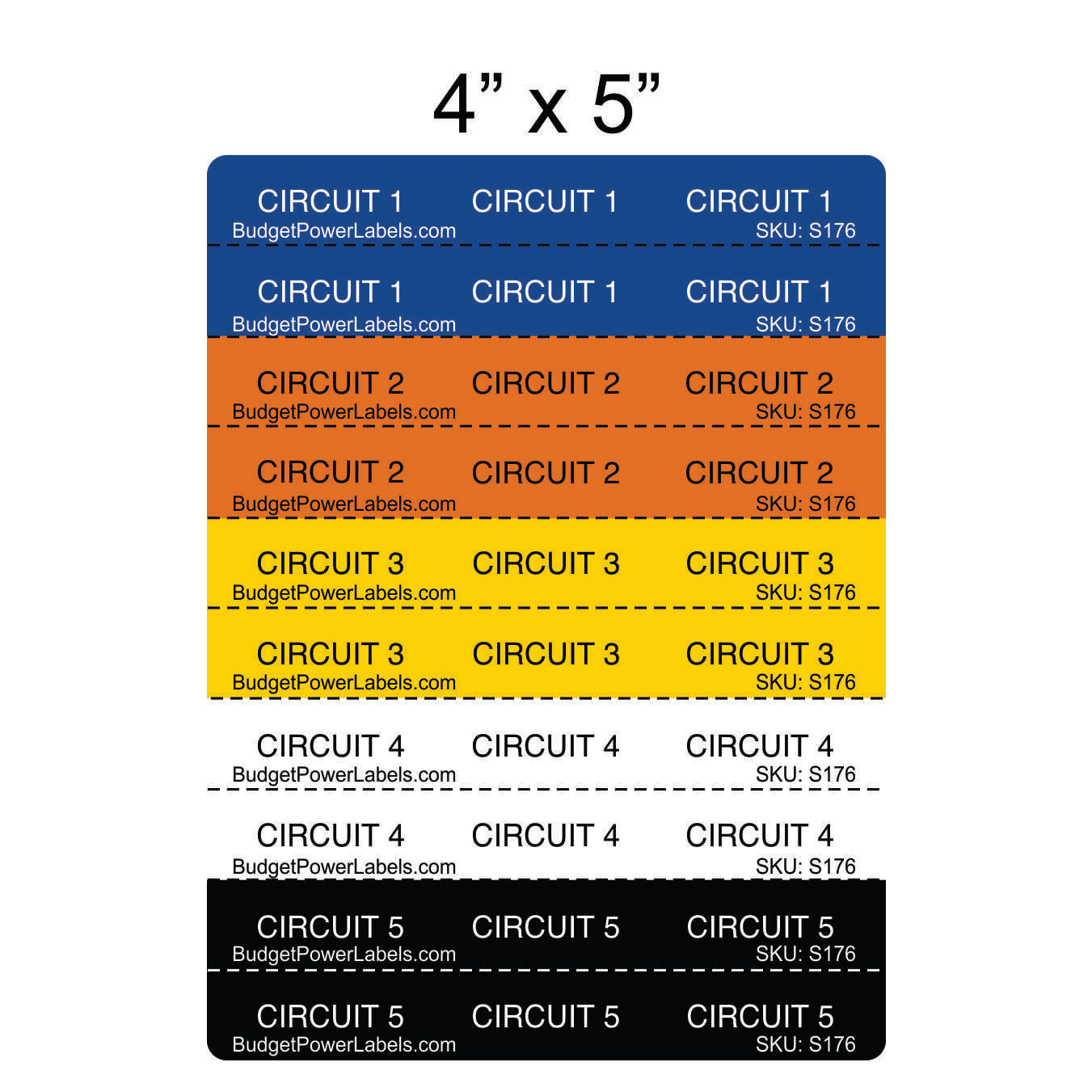 S176 - 4"x5" Multicolor Circuit 1-5 Sticker