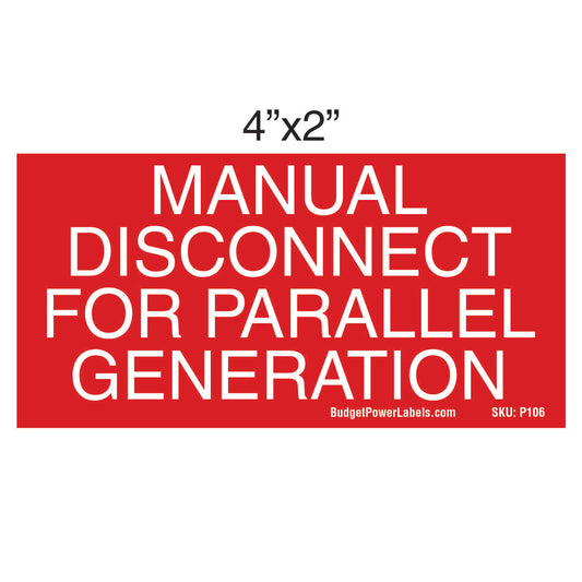 P106 MANUAL DISCONNECT FOR PARALLEL GENERATION