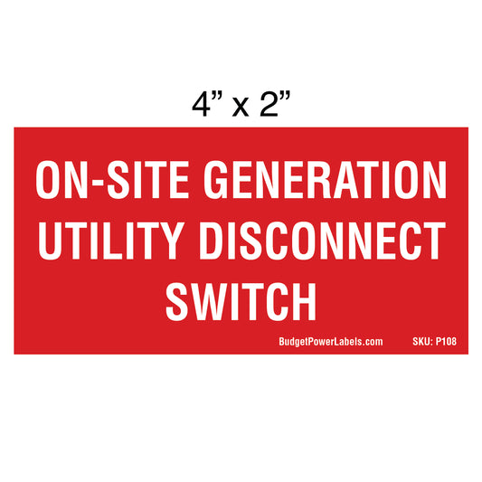 P108 On-Site Generation Utility Disconnect Switch