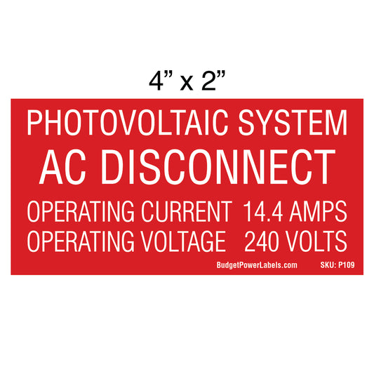 P109 Photovoltaic System AC Disconnect