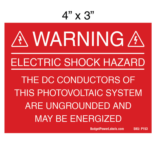 P153 Warning Electric Shock Hazard - DC Conductors