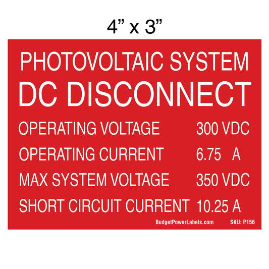 P156 Photovoltaic System DC Disconnect