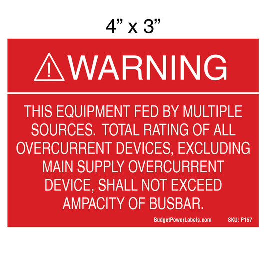 P157 Warning This Equipment Fed By Multiple Sources