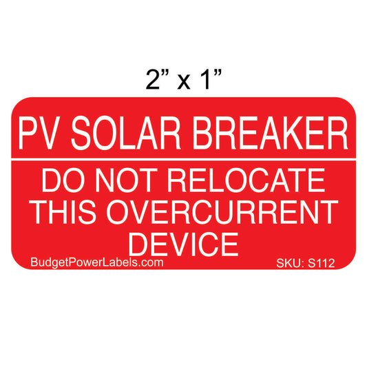 S112 - 2"x1" PV Solar Breaker Sticker