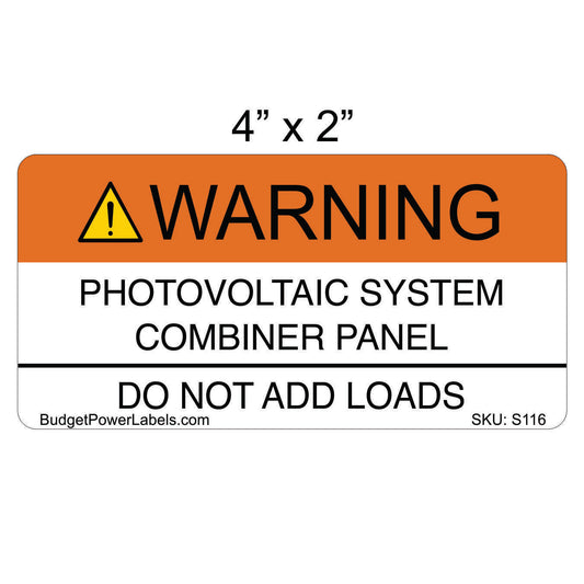 S116 - 4"x2" Warning Photovoltaic System Sticker