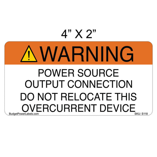 S118 Warning Power Source Output Connection