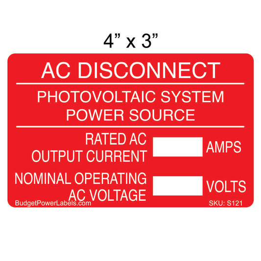 S121 - 4"x3" AC Disconnect Write In Sticker