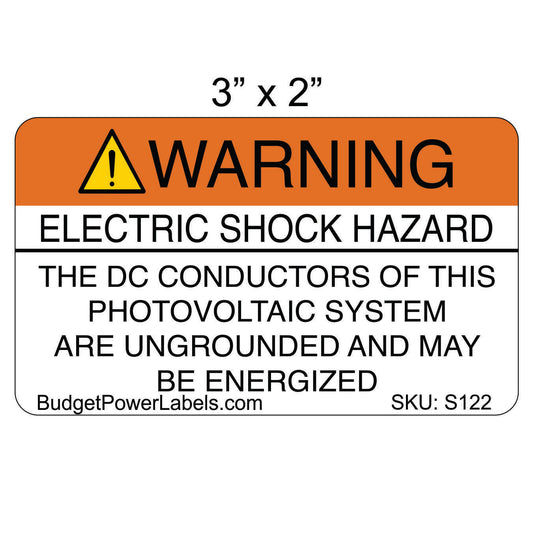 S122 - 3"X2" Warning Electric Shock Hazard Sticker