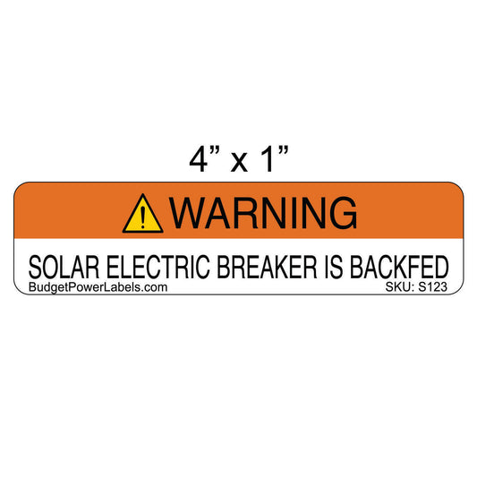 S123 - 4"x1" Warning Solar Electric Breaker Sticker