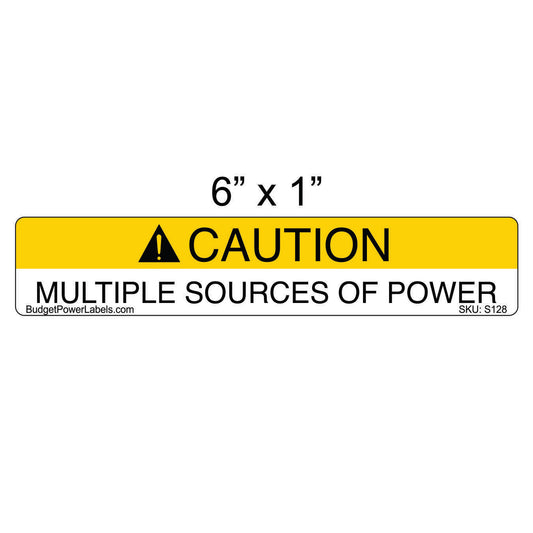 S128 - 6"x1" Caution Multiple Sources Of Power Sticker