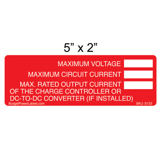 S133 - 5"x2" Maximum Voltage Write In Sticker