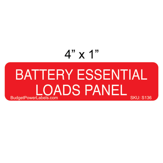 S136 - 4"x1" Battery Essential Loads Panel Sticker