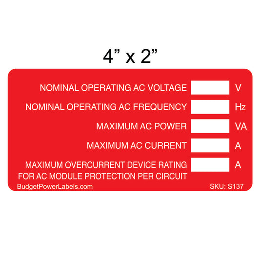 S137 - 4"x2" Nominal Operating AC Write In Sticker