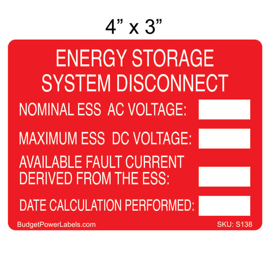 S138 - 4"x3" Energy Storage System Disconnect Write In Sticker