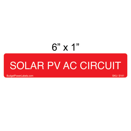 S141 - 6"x1" Solar PV AC Circuit Sticker