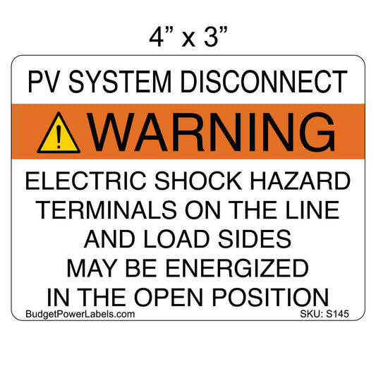 S145 - 4"x3" PV System Disconnect Sticker
