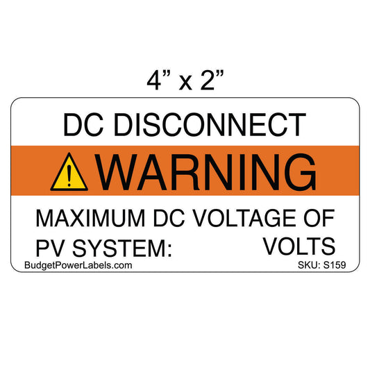 S159 - 4"x2" DC Disconnect Write In Sticker