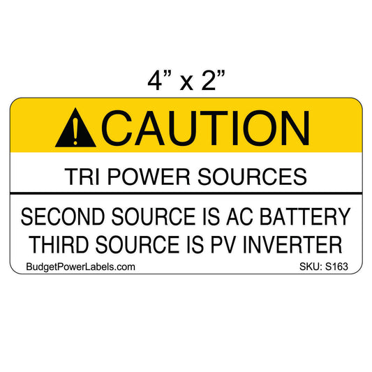 S163 - 4"x2" Caution Tri Power Sources Sticker