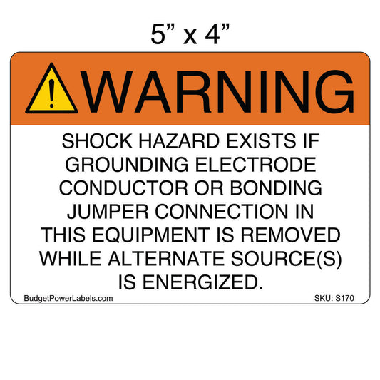 S170 - 5"x4" Warning Shock Hazard Exists Sticker