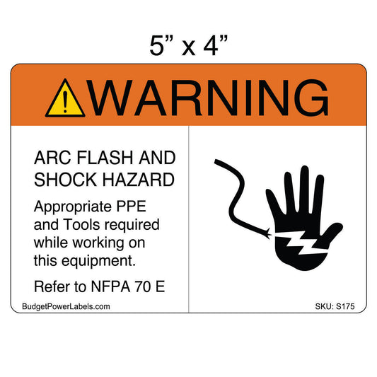 S175 - 5"x4" Arc Flash And Shock Hazard Sticker